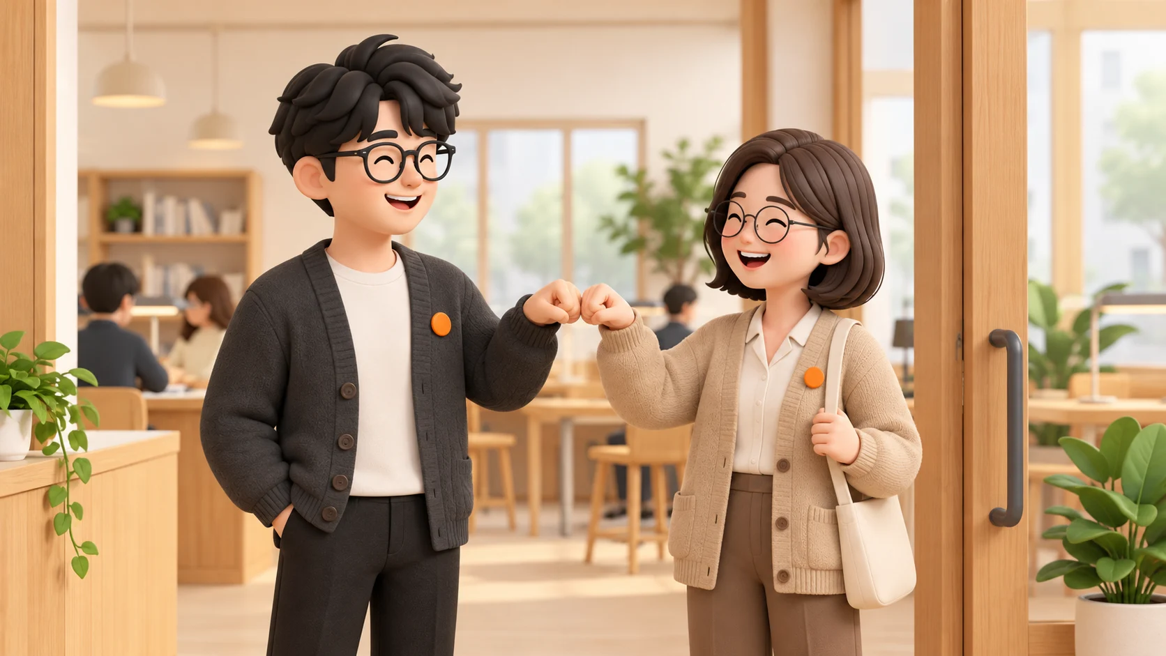 친구와 함께 온 장면
